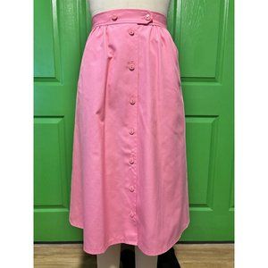Vintage Pink Front Button Skirt Size Size 8 Union Made in USA Pockets